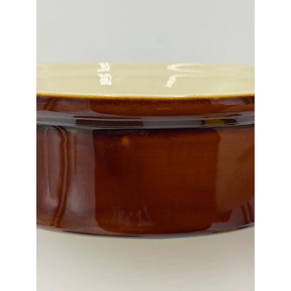 Vtg Villeroy & Boch Oval Casserole Vegetable Dish Brown Rust Glazed Handled 10x7